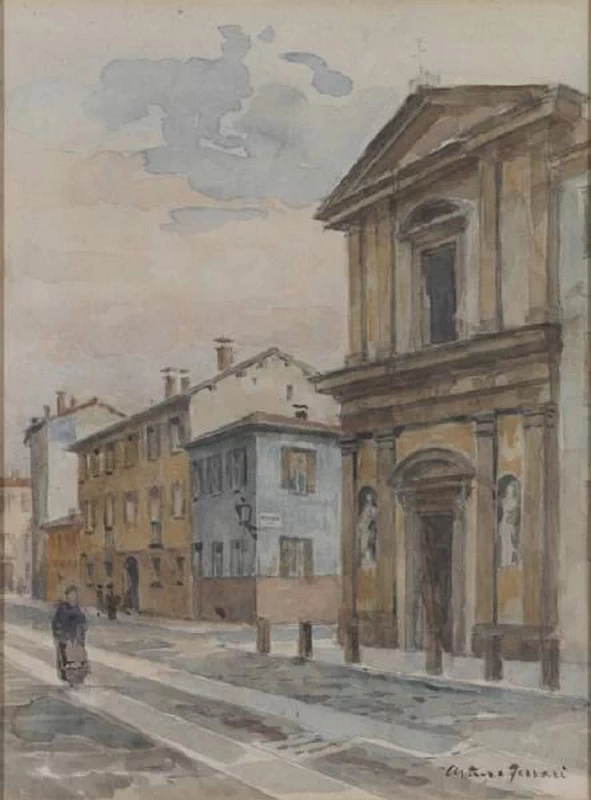 Chiesa e via di S. Pietro Camminadella, 1890 - 1910, Civiche Raccolte Storiche. Museo di Milano